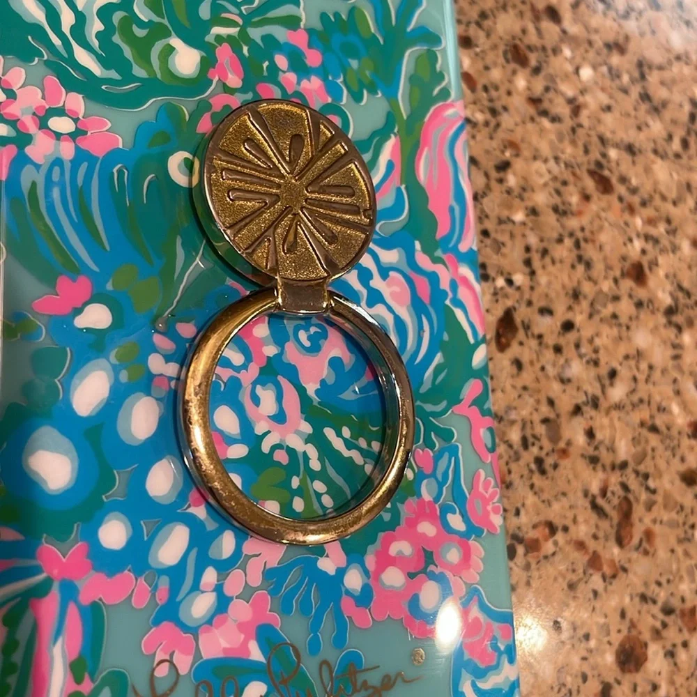 Lilly Pulitzer Phone Case Ring Finger Holder NWOT iPhone X Blue Pink Ring Holder